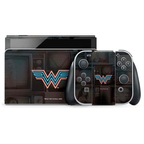 Wonder Woman 1984 (2020) Neon Logo Nintendo Switch OLED (2021) Skin